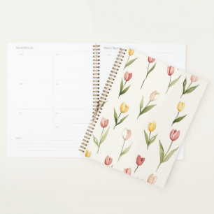 Pink Yellow Tulips Flowers Planner