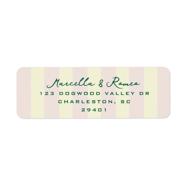 Pink Yellow Vertical Stripes Modern Return Address (Front)