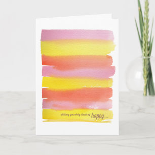 Pink+Yellow Watercolor Birthday Folded Card