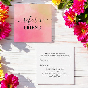 Pink Yellow Watercolor Customer Referral Card