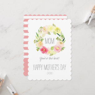Pink & Yellow Watercolor Floral   Mother's Day Card