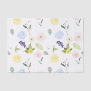 Pink Yellow Watercolor Floral Tissue Paper