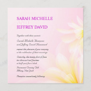 Pink Yellow Watercolor Floral Wedding Invitations
