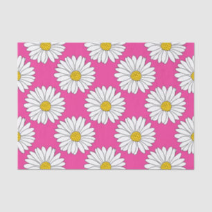 Pink Yellow White Daisy Pattern Tissue Paper