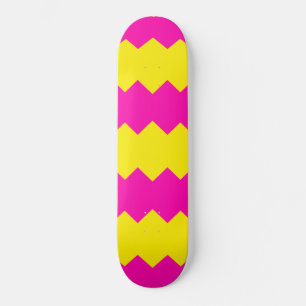 Pink & Yellow Zig Zag Stripe Pattern Skateboard