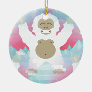 pink yeti ceramic tree decoration