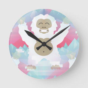 pink yeti round clock