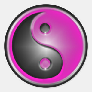 Pink Yin & Yang Classic Round Sticker