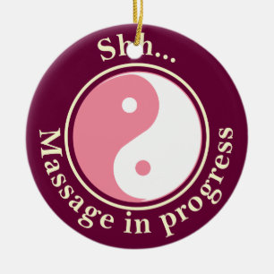 Pink Yin Yang Massage Door Sign Ceramic Tree Decoration