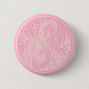 Pink Yin Yang Phoenix 6 Cm Round Badge