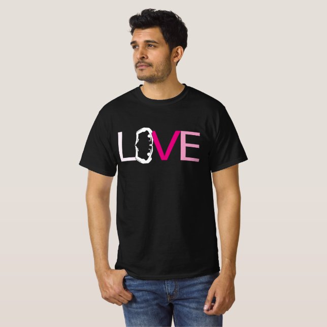 pink yoga gymnastic love letter character t-shirts (Front Full)