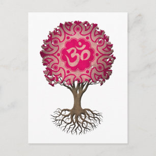 Pink Yoga Om Tree of Life Postcard