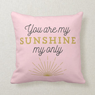 Pink You Are My Sunshine Retro Cushion