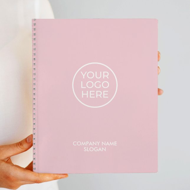 Pink Your Logo Business Notebook (Customize this pink notebook with your logo, add business name, slogan or tagline and web page.)