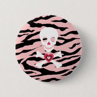 Pink zebra 6 cm round badge