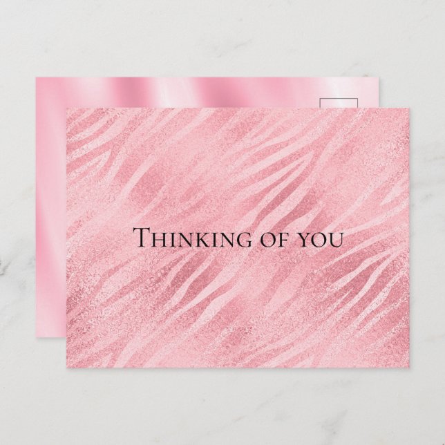 Pink Zebra Animal Print Thinking of you Postcard (Front/Back)