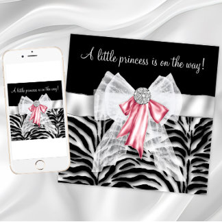 Pink Zebra Baby Shower Invitation