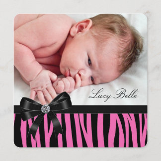 Pink Zebra Birth Announcements