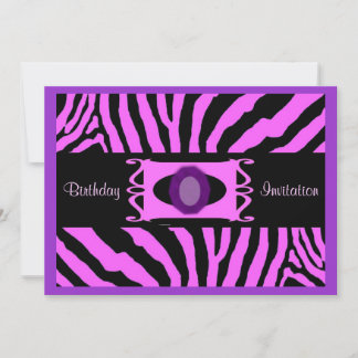 Pink Zebra Birthday Invitation