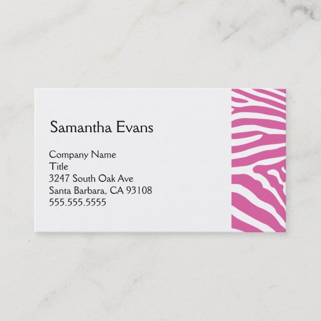Pink Zebra Business Card (Front)