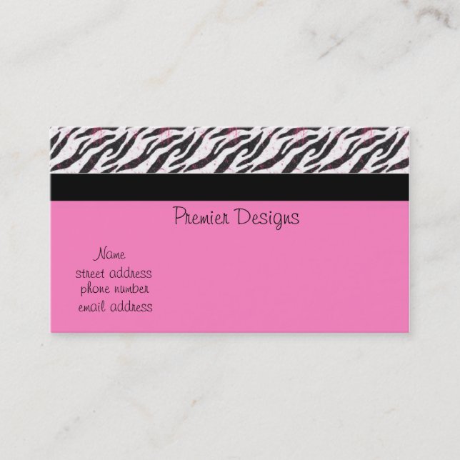 pink zebra business card (Front)