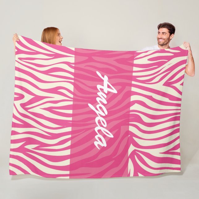 Pink Zebra Custom Fleece Warm Cosy Blanket (In Situ)