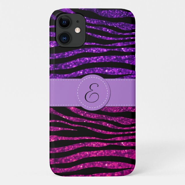 Pink Zebra, Green Zebra, Glitter Zebra, Monogram Case-Mate iPhone Case (Back)