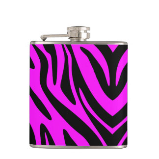 Pink Zebra Hip Flask