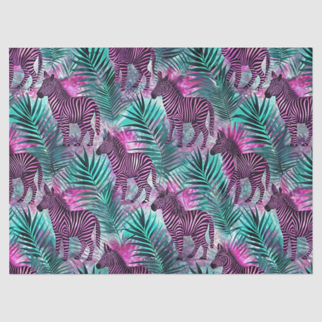 Pink Zebra Jungle Tropical Pattern Tissue Paper (Front)