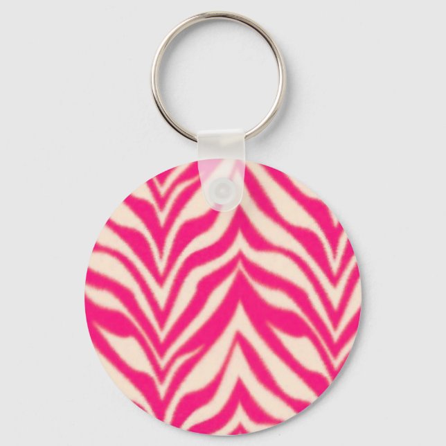 Pink Zebra Key Ring (Front)