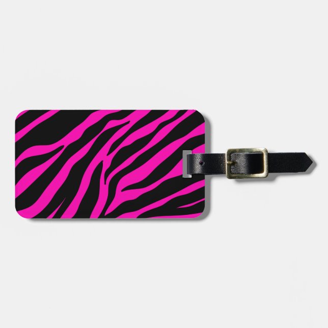 pink zebra luggage tag (Front Horizontal)