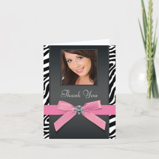 Pink Zebra Photo Thank You Cards