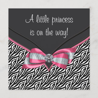 Pink Zebra Princess Baby Shower Invitation