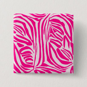 Pink zebra print 15 cm square badge