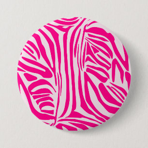 Pink zebra print 7.5 cm round badge