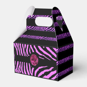 Pink Zebra Print and Rhinestone Favour Box