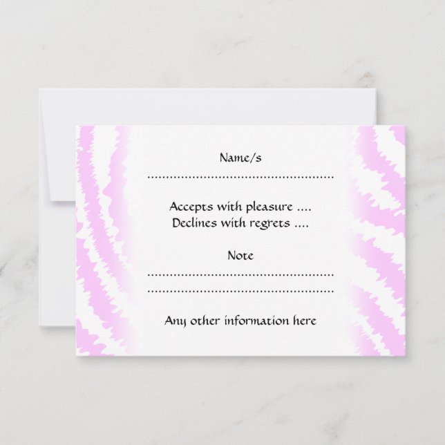 Pink Zebra Print, Animal Pattern. RSVP Card (Front)