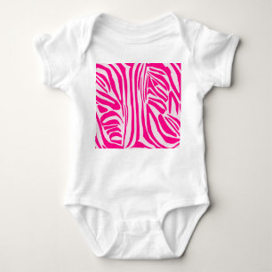 Pink zebra print baby bodysuit