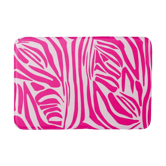 Pink zebra print bath mat (Front)