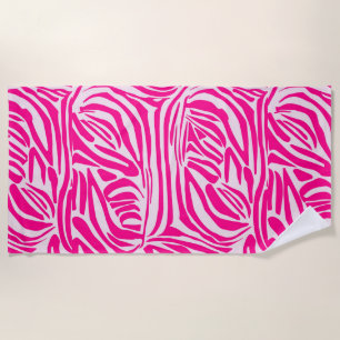 Pink zebra print beach towel