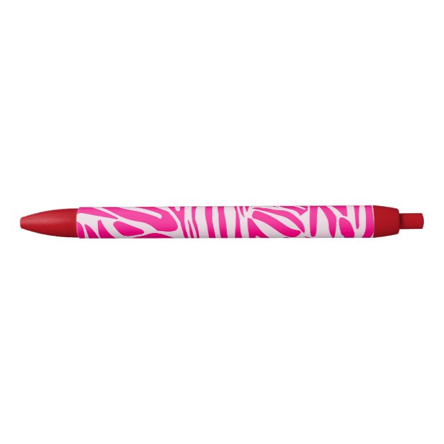 Pink zebra print black ink pen (Front)