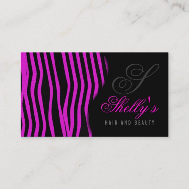 Pink Zebra Print Business Card (Front)