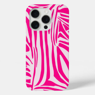 Pink zebra print iPhone 15 pro case
