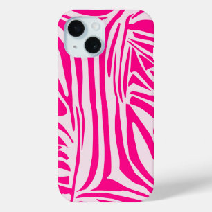 Pink zebra print iPhone 15 case