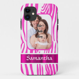 Pink zebra print Case-Mate iPhone case