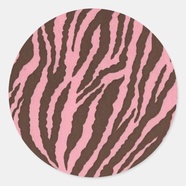 Pink Zebra Print Classic Round Sticker (Front)