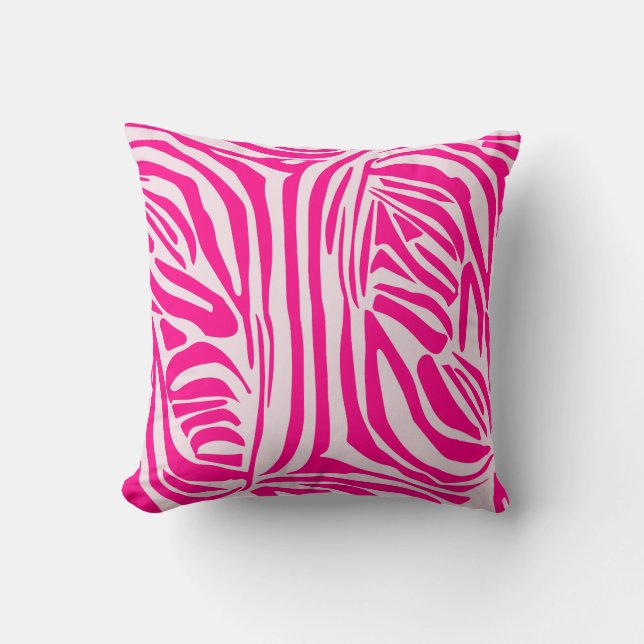 Pink zebra print cushion (Front)