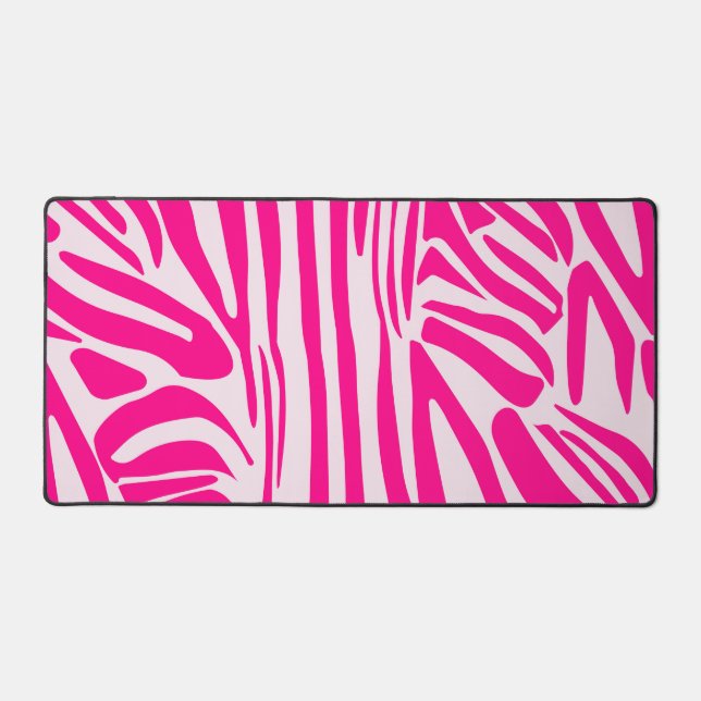 Pink zebra print desk mat (Front)