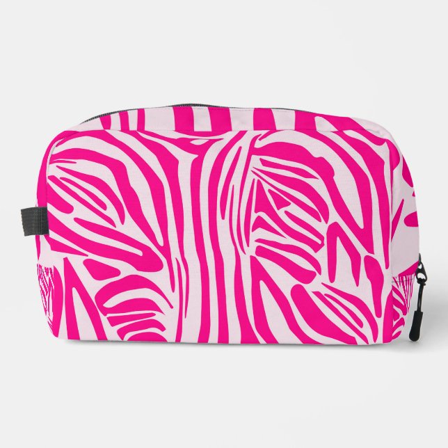 Pink zebra print dopp kit (Front)