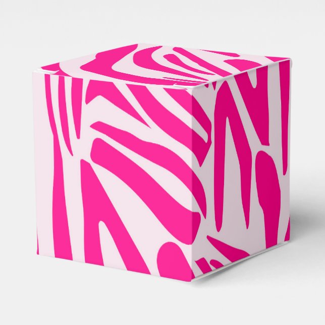 Pink zebra print favour box (Front Side)